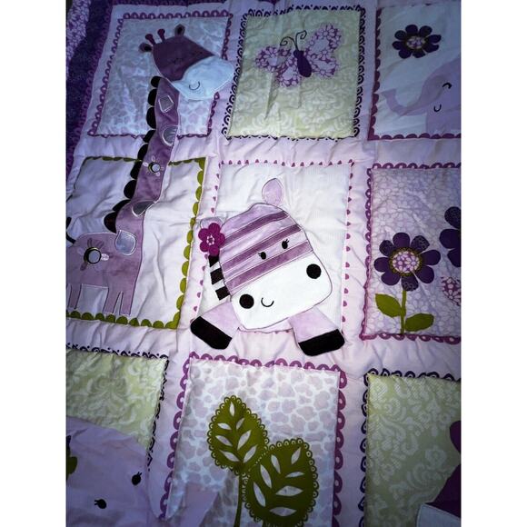 Lambs & Ivy Zoo Animals Flowers Quilt Comforter Baby Throw Blanket 34 x 42 - Picture 6 of 10